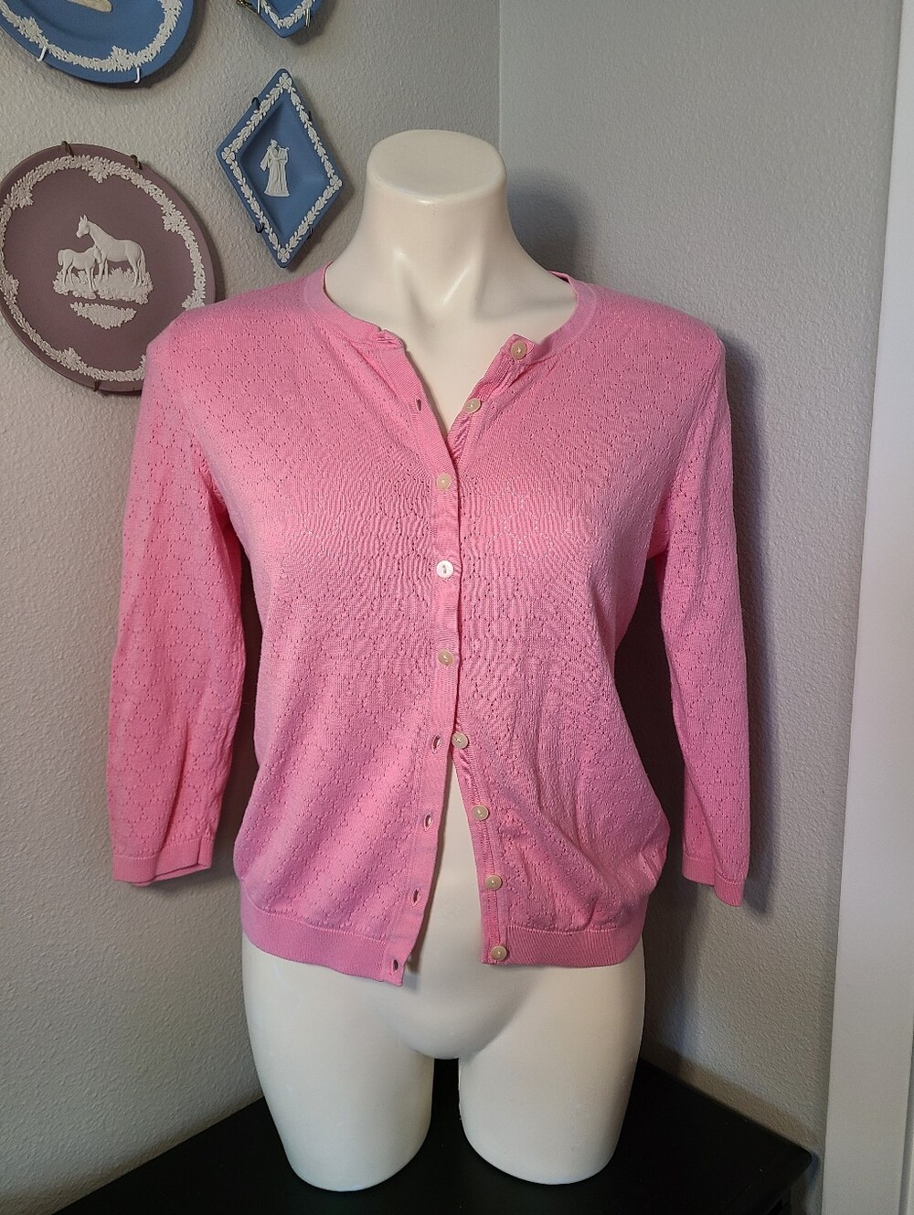 Coquette Y2K Pink Talbots Cardigan Sweater Cotton Blend Size Medium